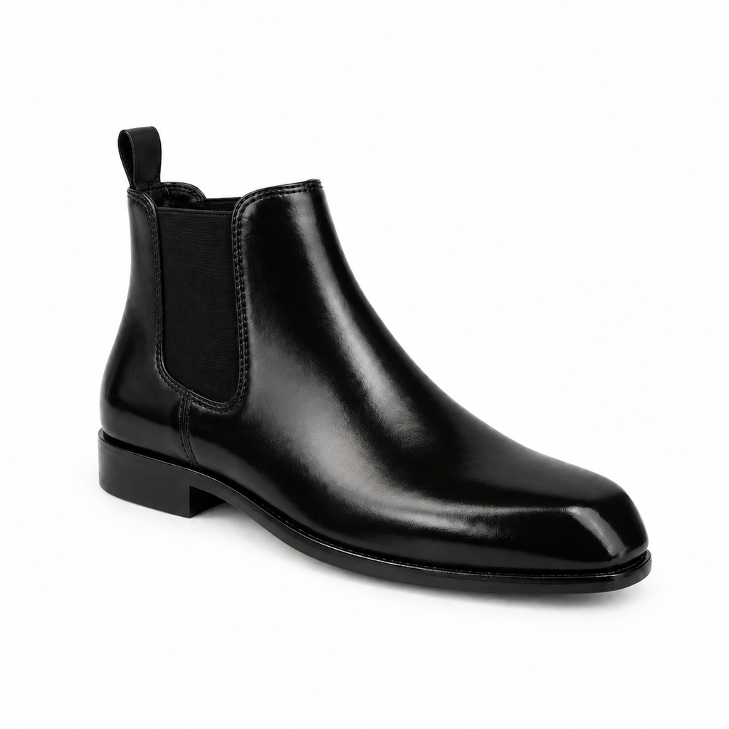 Italian Cut Down Toe Leather Chelsea - Black