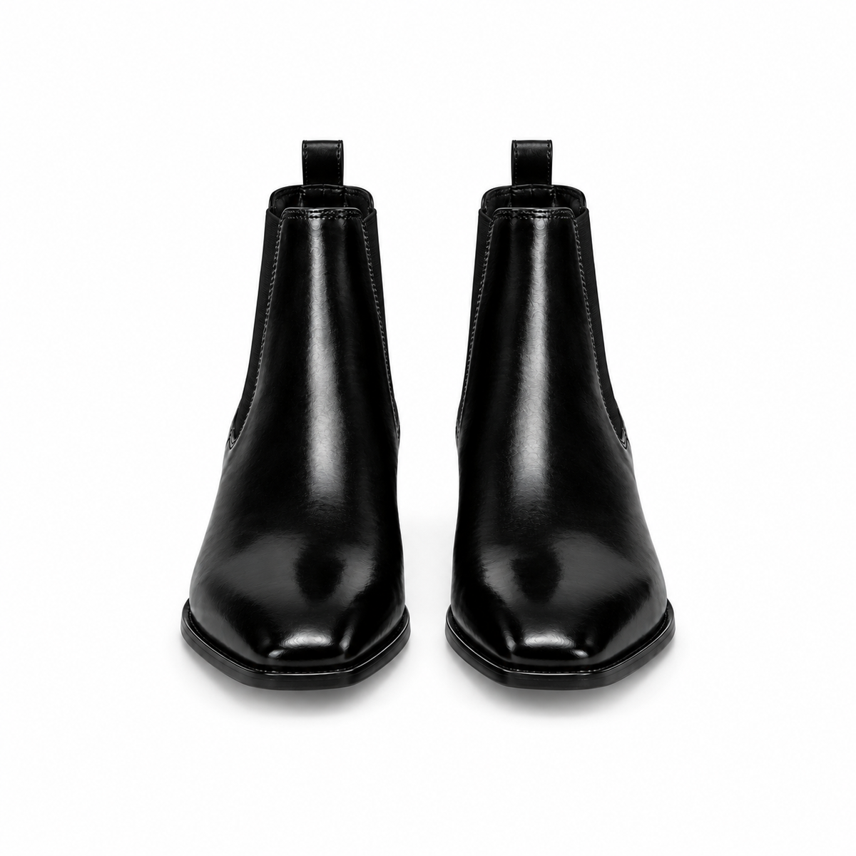Italian Cut Down Toe Leather Chelsea - Black