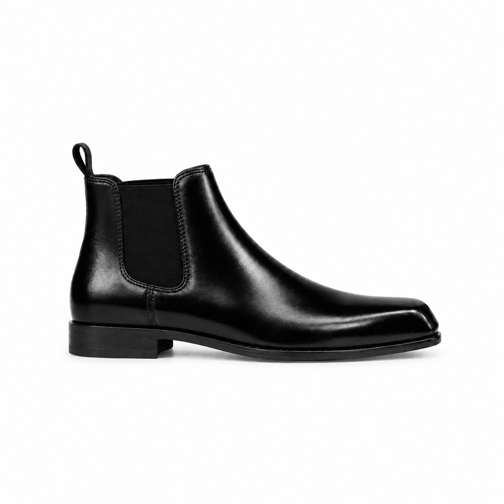 Italian Cut Down Toe Leather Chelsea - Black